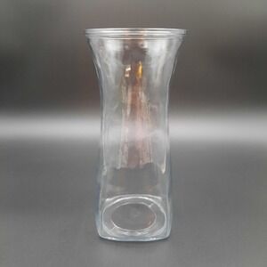 VaseSquare‎ Base Clear Glass Vase with Curved Neck – 9.75" Floral Display Jar